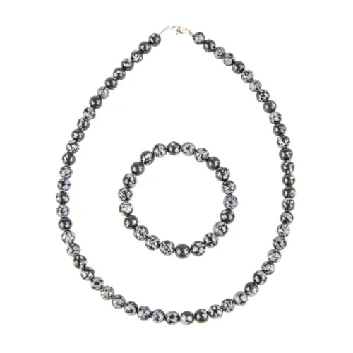 coffret obsidienne flocon de neige pierres boules 10mm