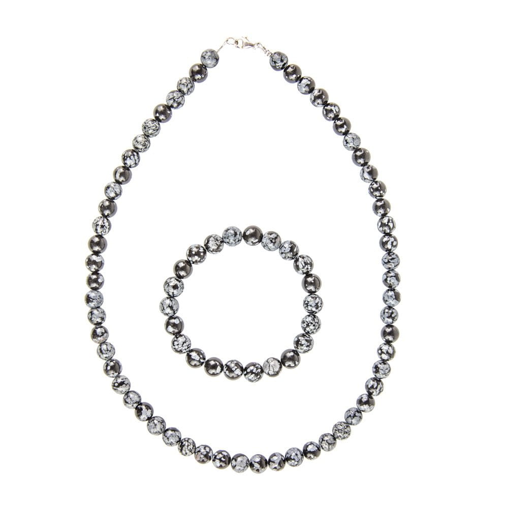 coffret obsidienne flocon de neige pierres boules 10mm
