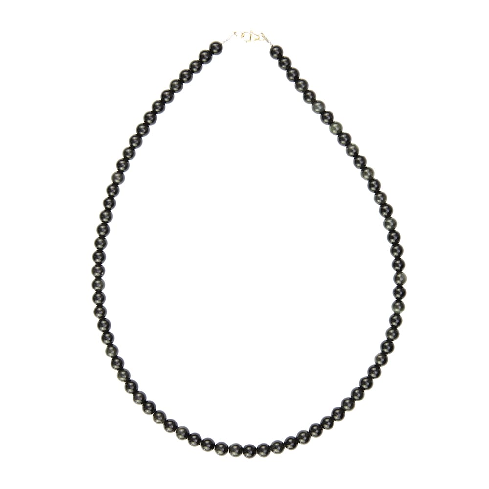 collier obsidienne noire pierres boules 6mm