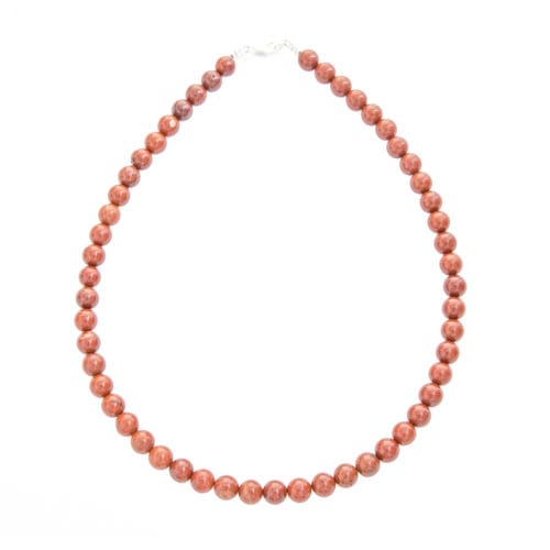 collier jaspe rouge pierres boules 8mm