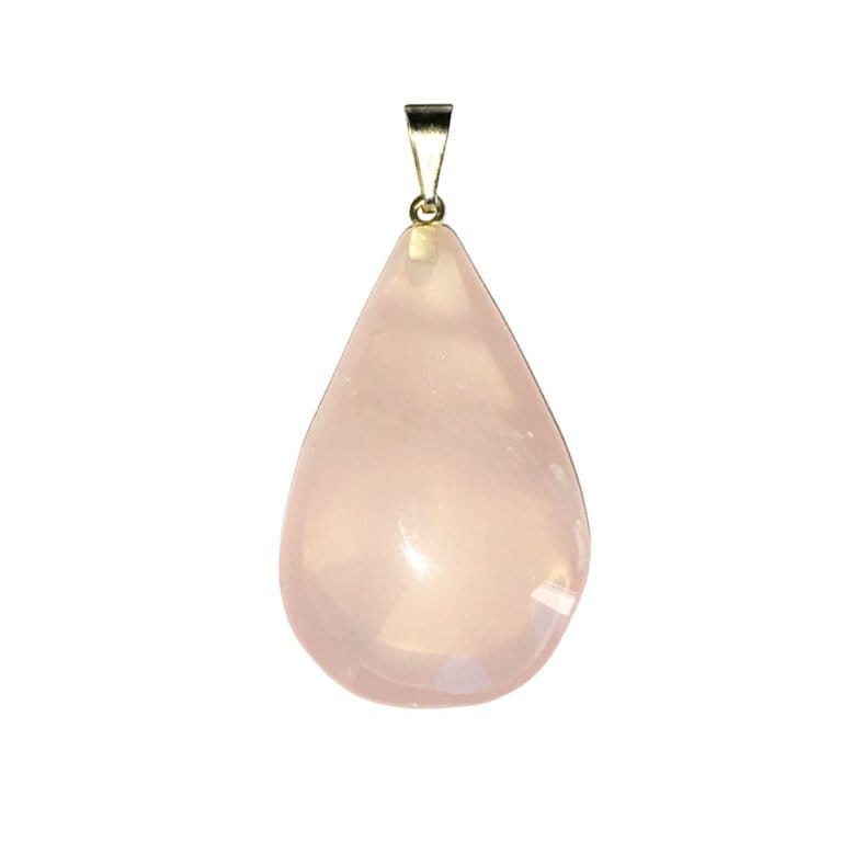 Pendentif en quartz rose goutte - Pierre plate - Natur'O Pierres