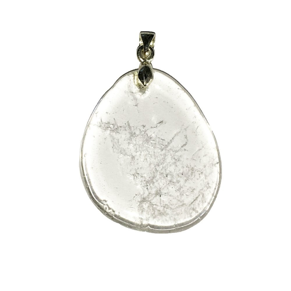 pendentif cristal de roche pierre plate