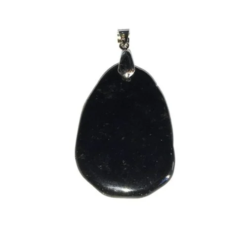pendentif obsidienne noire pierre plate