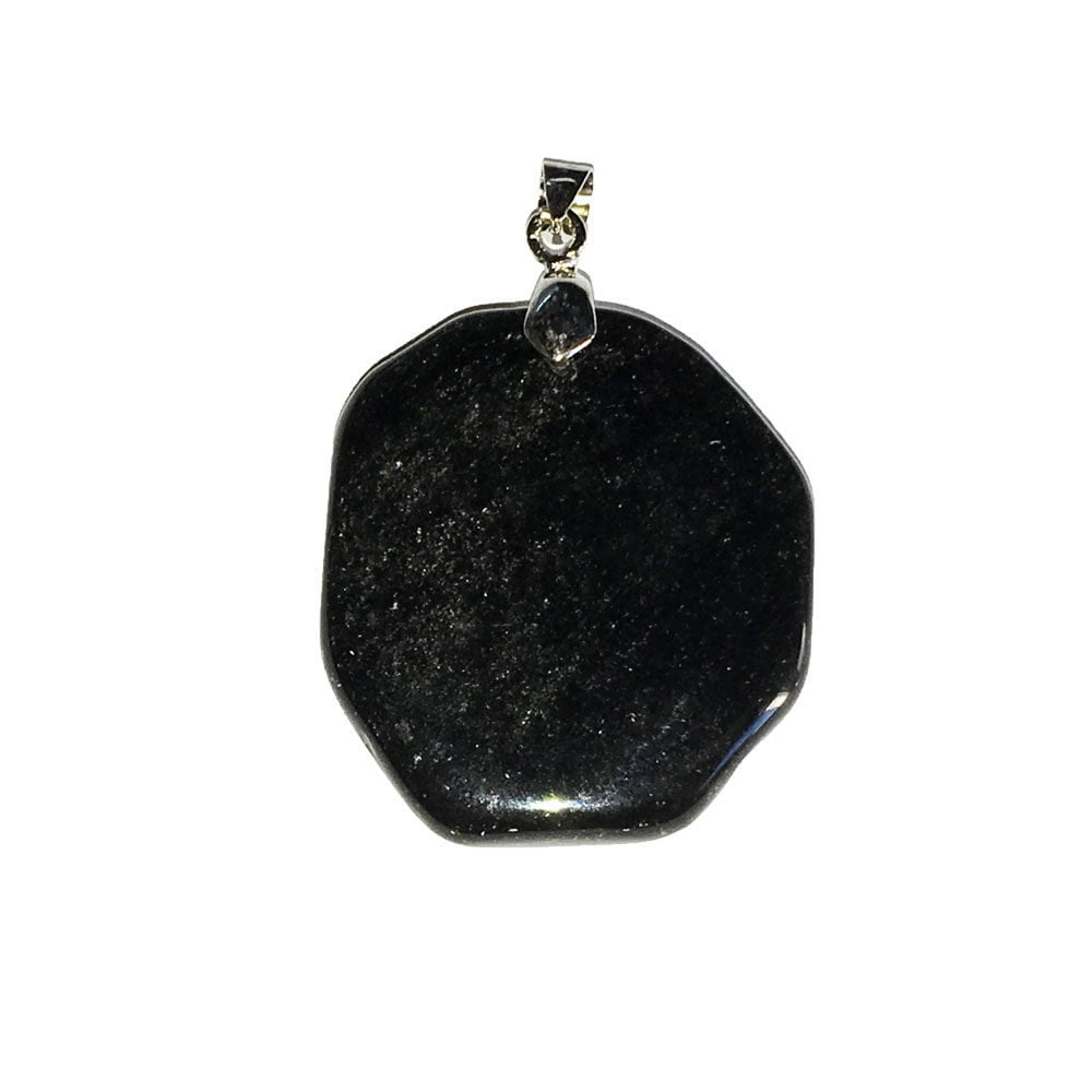 pendentif obsidienne noire pierre plate