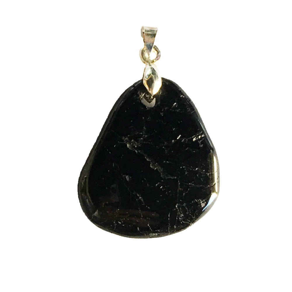 pendentif tourmaline noire pierre plate