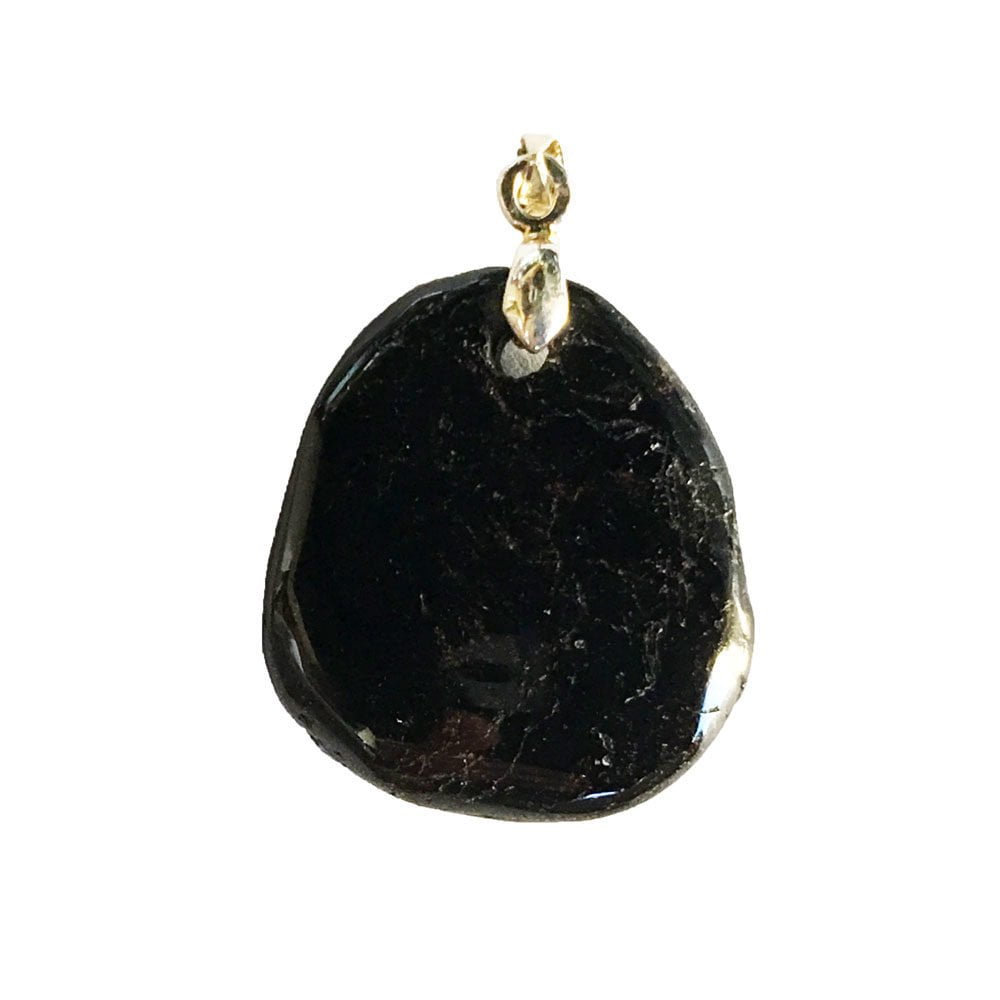 pendentif tourmaline noire pierre plate