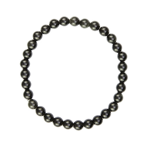 bracelet obsidienne noire pierres boules 6mm