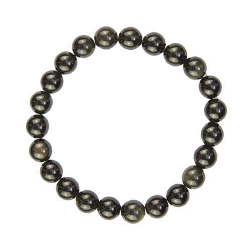 bracelet obsidienne noire pierres boules 8mm
