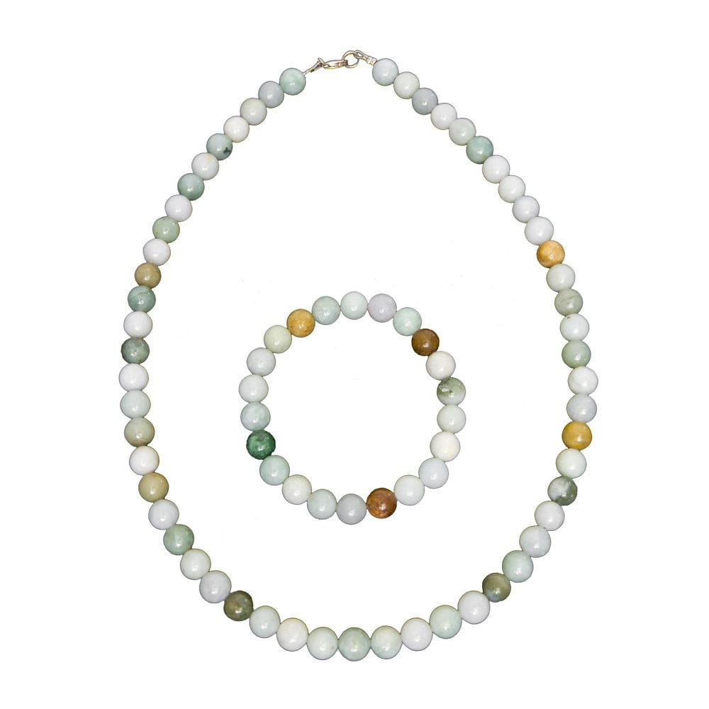 coffret jade vert pierres boules 8mm