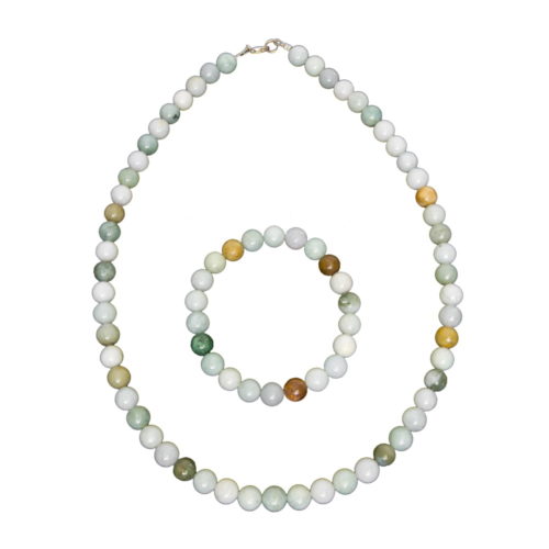 coffret jade vert pierres boules 8mm
