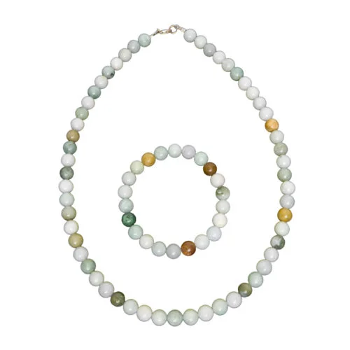 coffret jade vert pierres boules 8mm