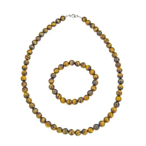 coffret oeil de tigre pierres boules 8mm