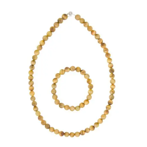 caja ojo de tigre dorado piedras bolas 8mm