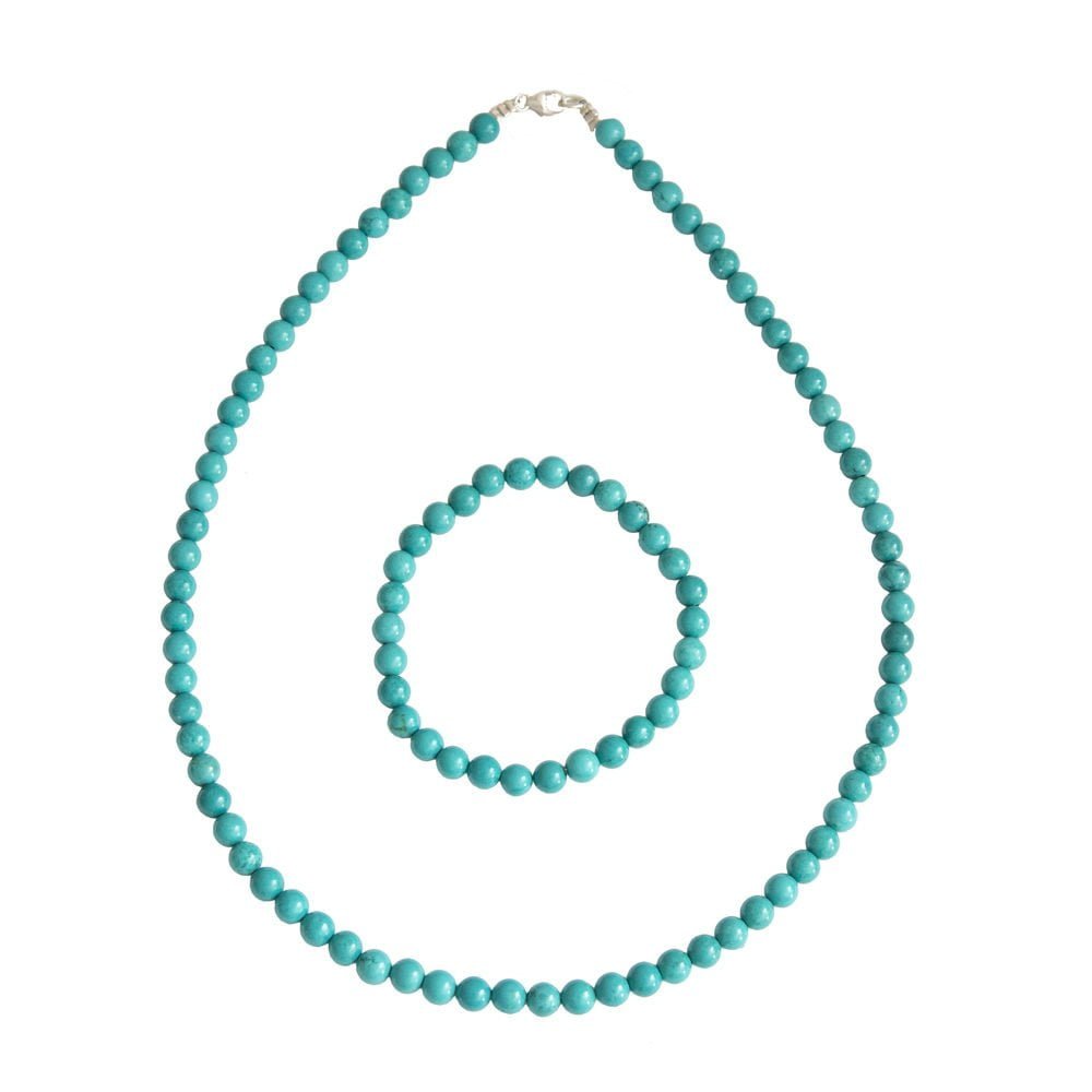 coffret turquoise pierres boules 6mm