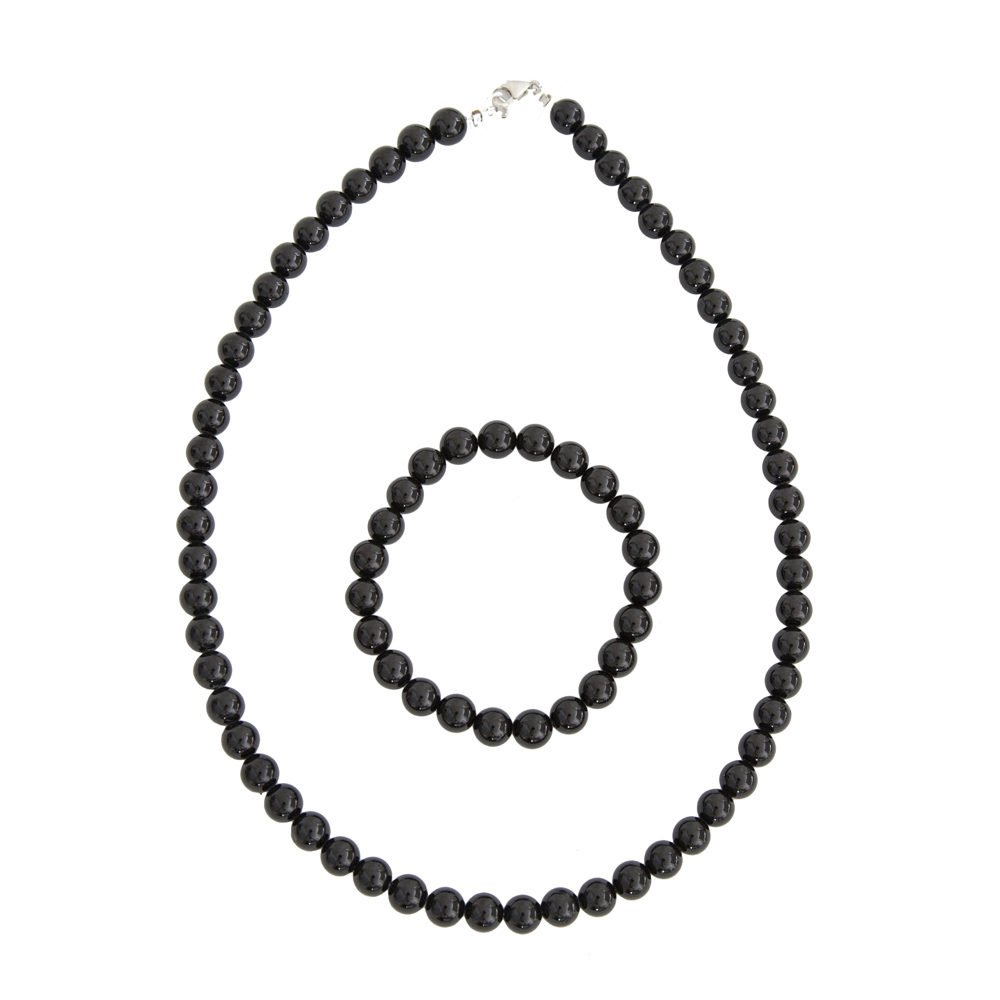 coffret agate noire pierres boules 8mm