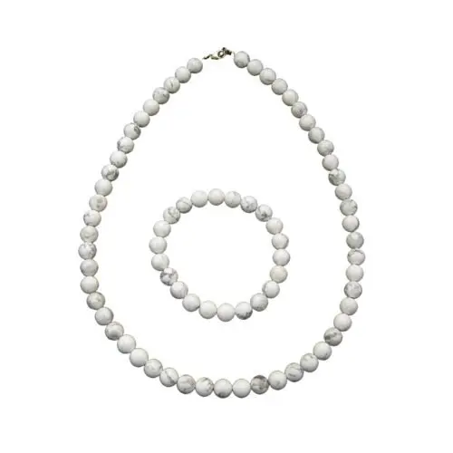 parure howlite pierres boules 8mm