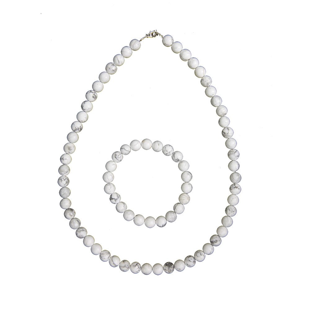 parure howlite pierres boules 8mm