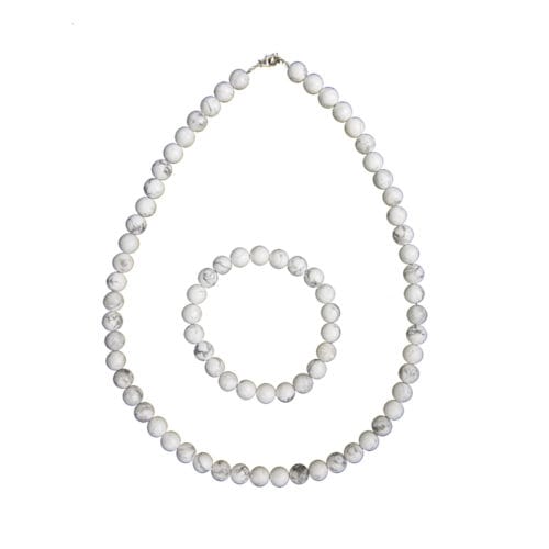 parure howlite pierres boules 8mm