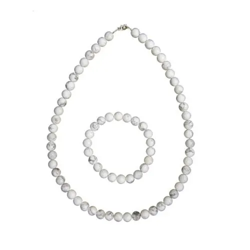 parure howlite pierres boules 8mm