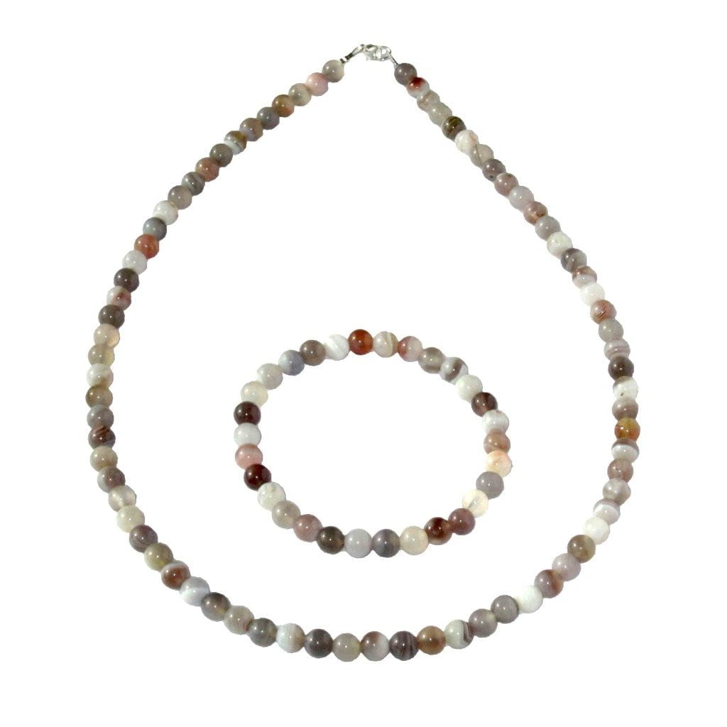 Parure Agate botswana – Pierres Boules 6mm