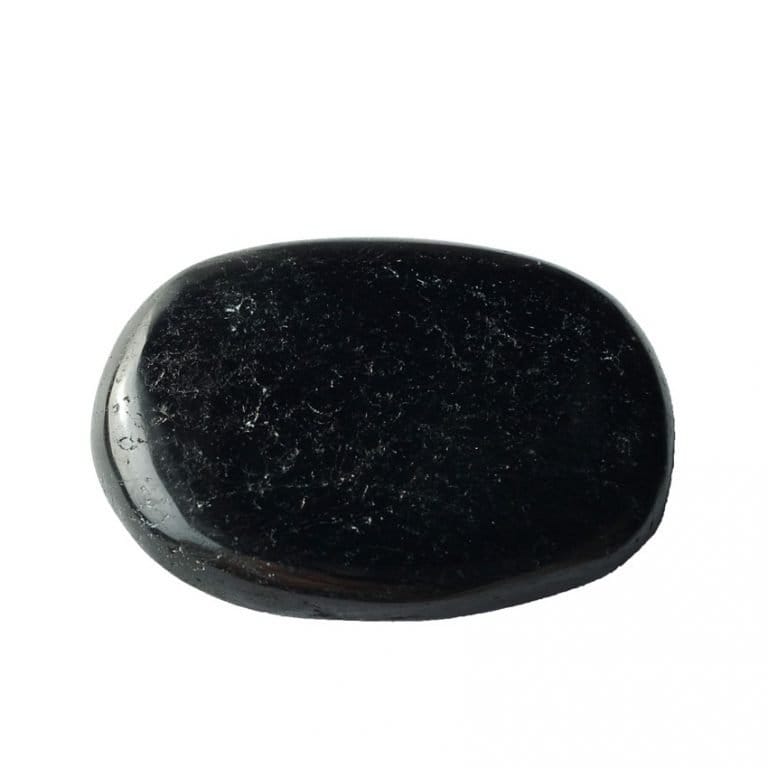FIL DE PERLES EN TOURMALINE NOIRE - BOULES 8mm - ENVIRON 47 PIÈCES SUR 39cm