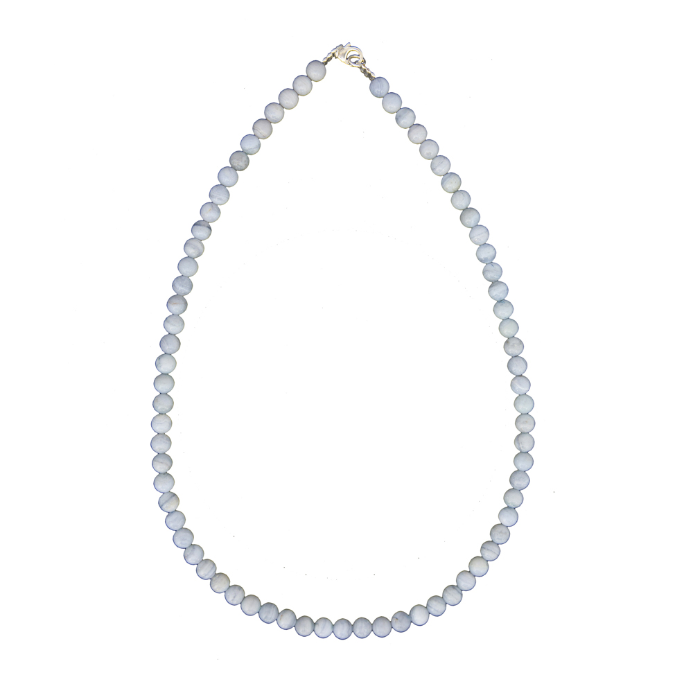 Collier de Lithothérapie Minéraux en Calcédoine Bleu Bijoux en Pierre Naturelle