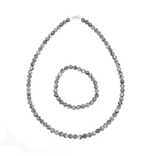 parure larvikite pierres boules 6mm