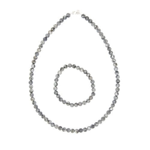 parure larvikite pierres boules 6mm