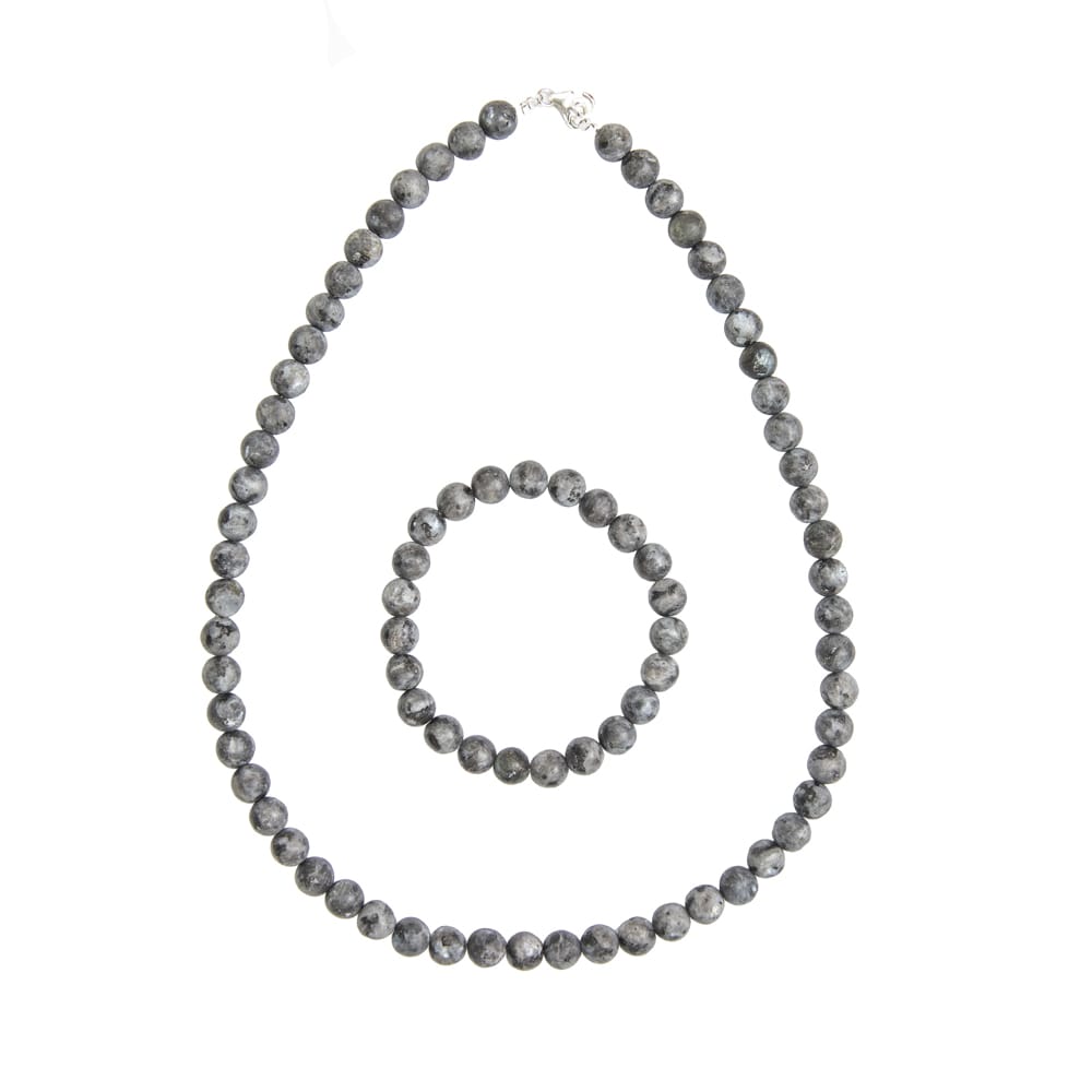 parure larvikite pierres boules 8mm