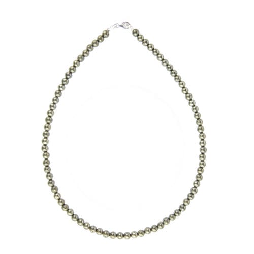 collier pyrite de fer pierres boules 6mm