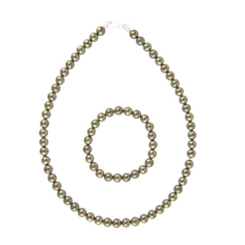parure pyrite de fer pierres boules 8mm