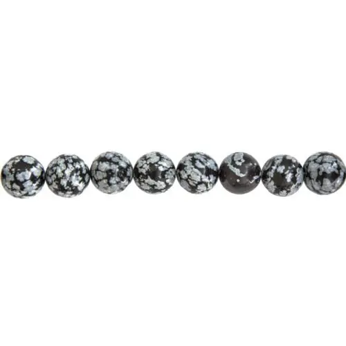 fil obsidienne flocon de neige pierres boules 12mm