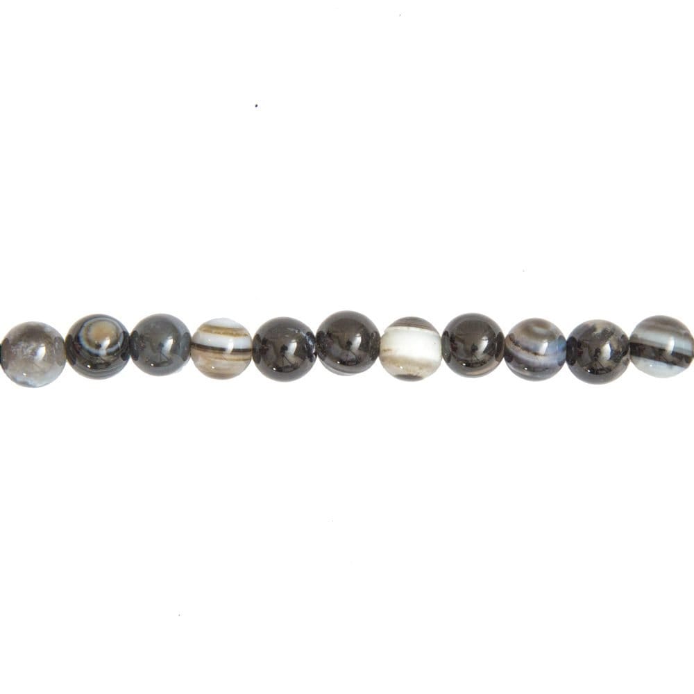 fil agate noire zonée pierres boules 6mm