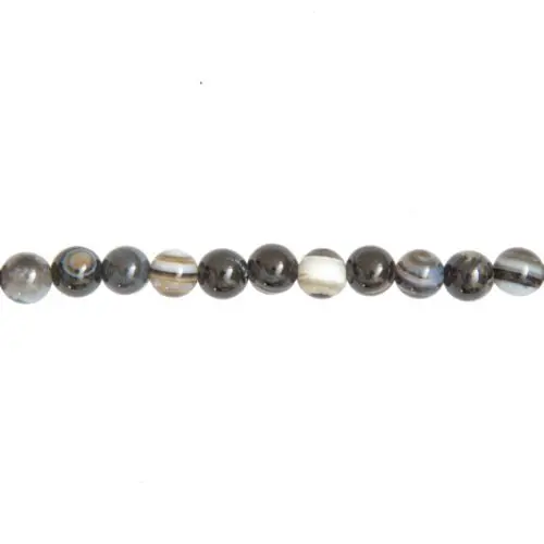 fil agate noire zonée pierres boules 6mm