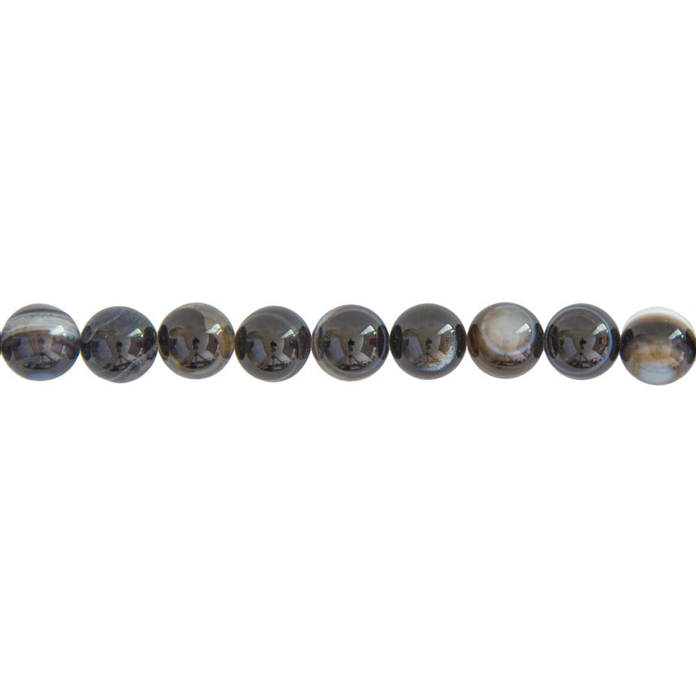 fil agate zonée noire pierres boules 10mm