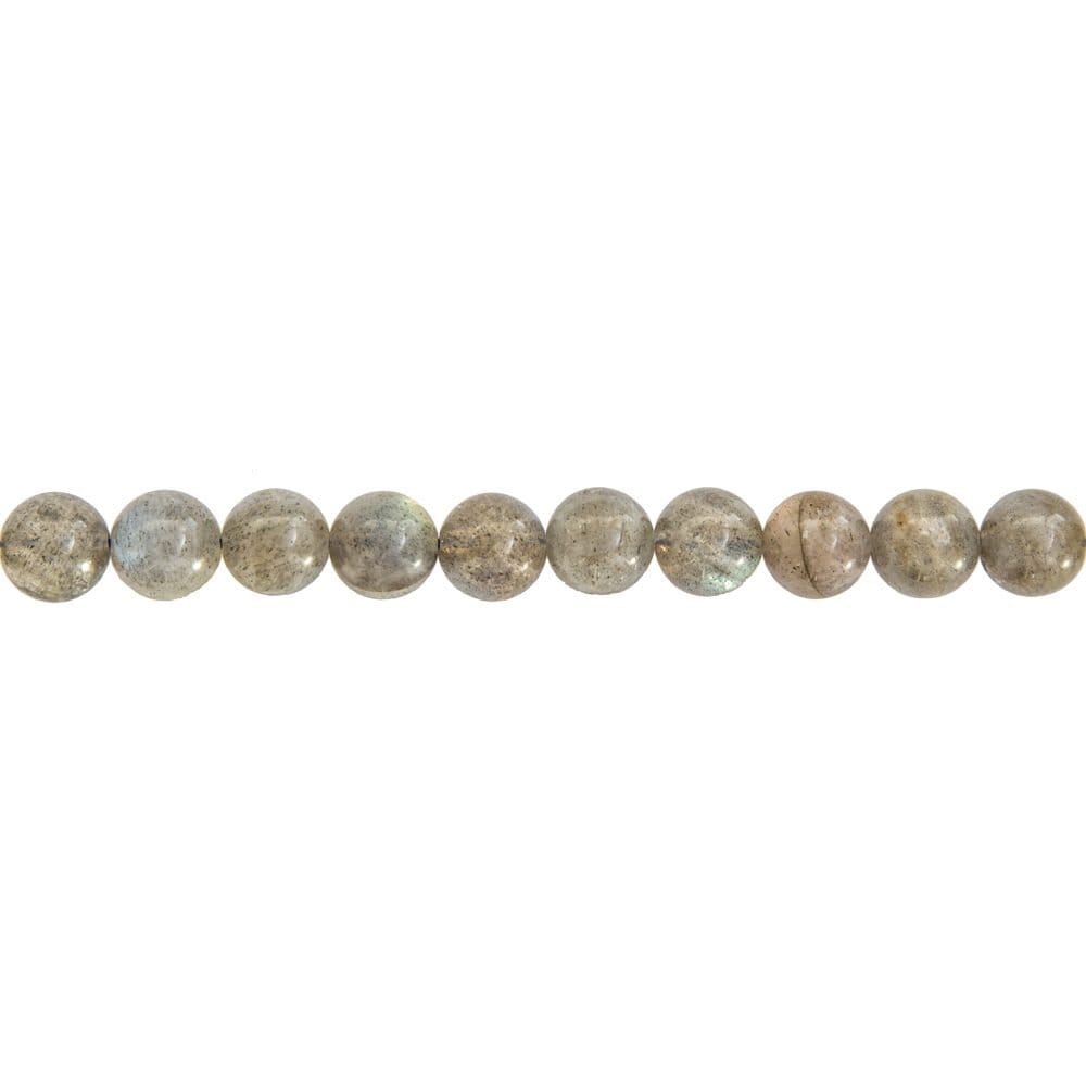 Fil De Perles En Labradorite - 37 Perles Boules 10mm Environ 39 Cm - Neuf Fait Main