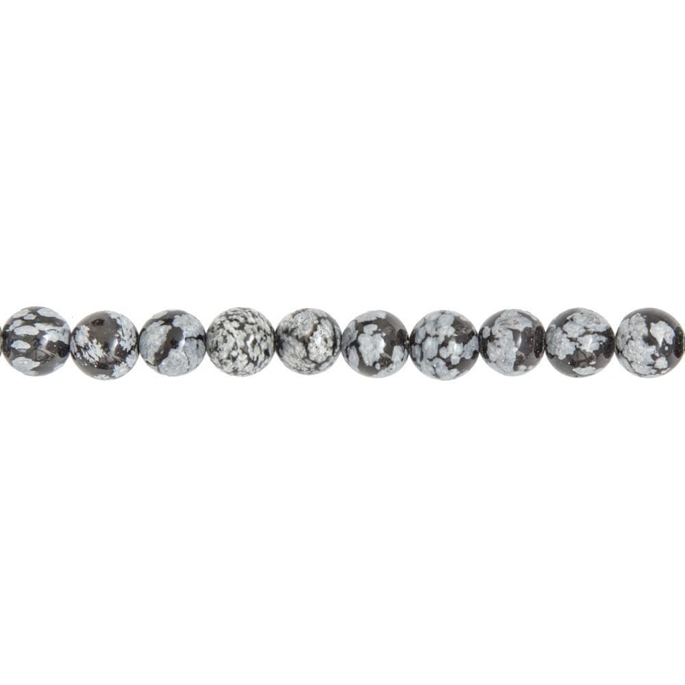 fil obsidienne flocon de neige pierres boules 8mm