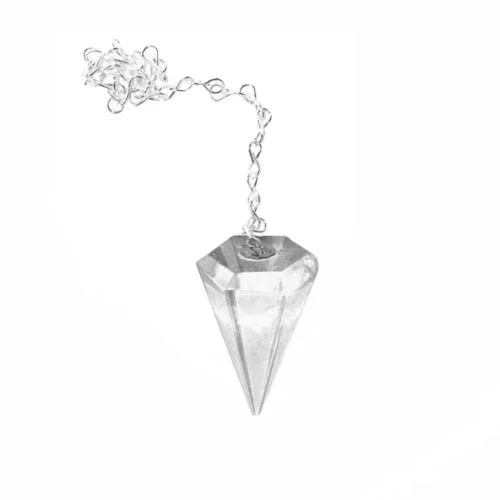 pendule cristal de roche hexagonal