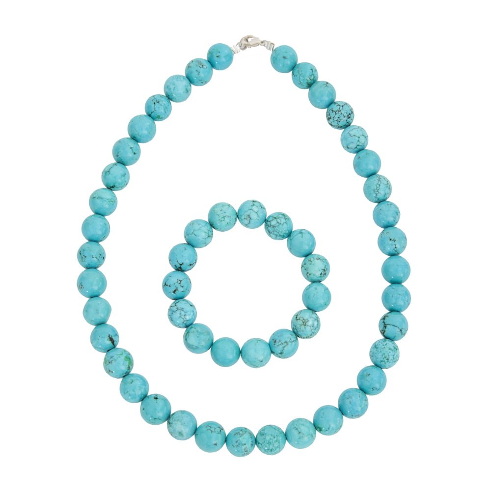 coffret turquoise pierres boules 12mm