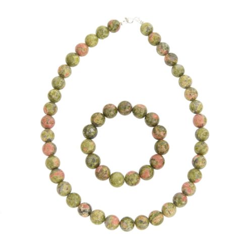 coffret unakite pierres boules 12mm