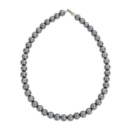 collier hématite pierres boules 10mm