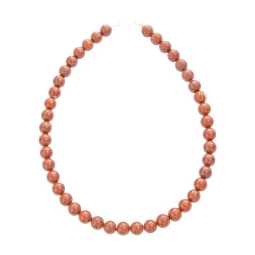 collier jaspe rouge pierres boules 10mm
