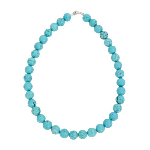 collier turquoise pierres boules 12mm