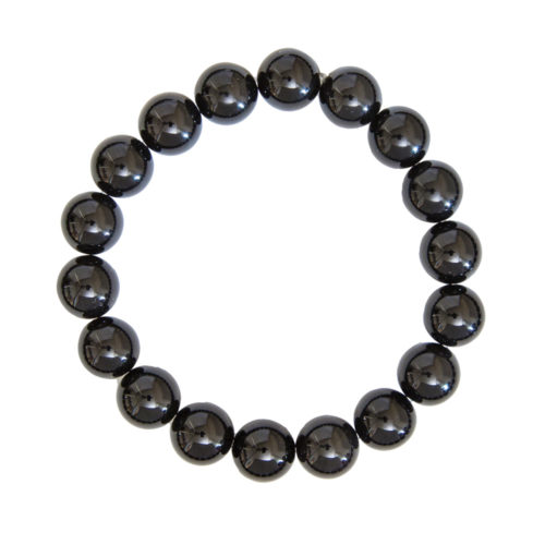 bracelet agate noire pierres boules 10mm