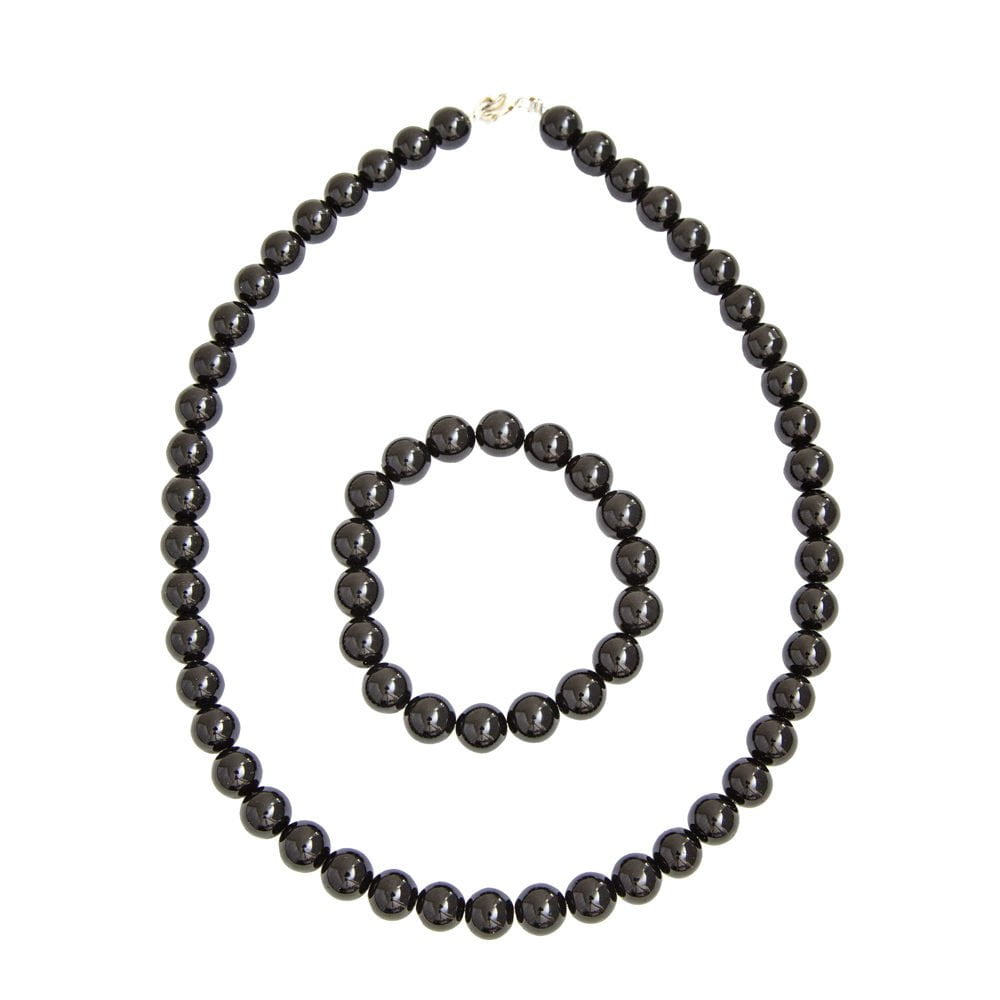 coffret agate noire pierres boules 10mm