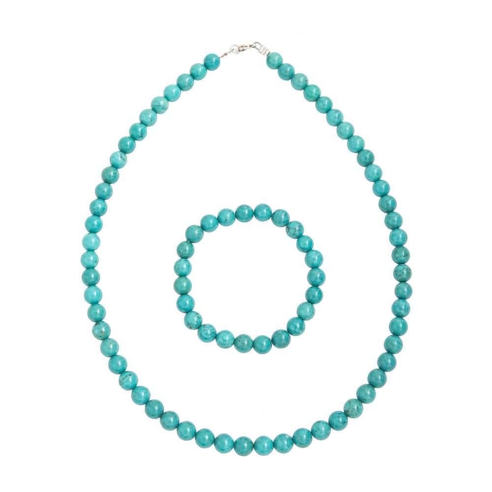 coffret turquoise pierres boules 8mm