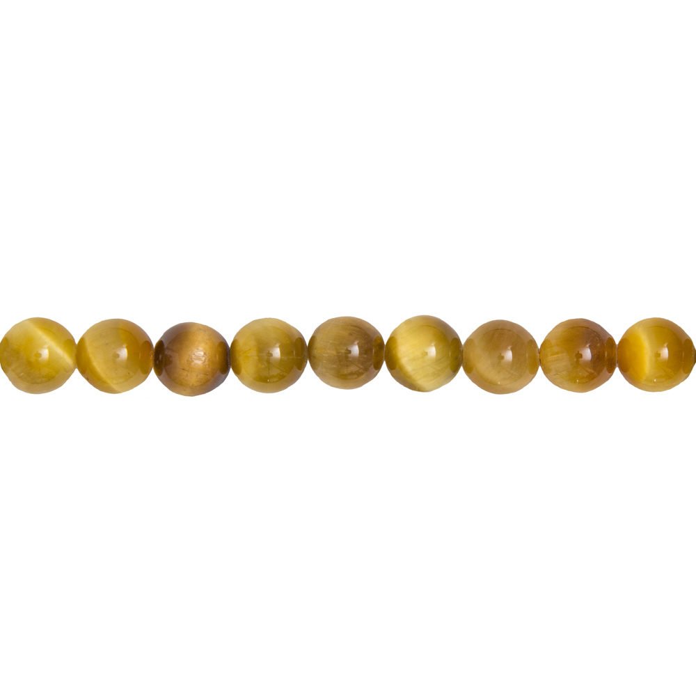 fil oeil de tigre doré pierres boules 10mm