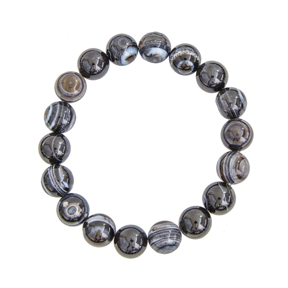 Pulsera ágata negra zona – Piedras bolas 10mm