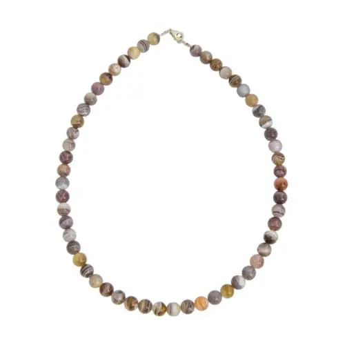 collier agate du botswana pierres boules 8mm