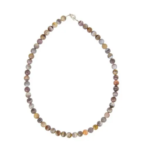 collier agate du botswana pierres boules 8mm
